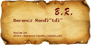 Berencz Renátó névjegykártya
